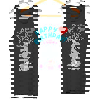 誕生日おめでとうギフト かわいいカバが彼女の誕生日を祝います タンクトップ - Kawaiitshirt