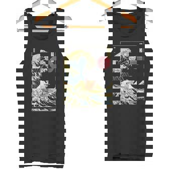 豚 神奈川 波 おもしろ サーフ 動物 タンクトップ - Kawaiitshirt