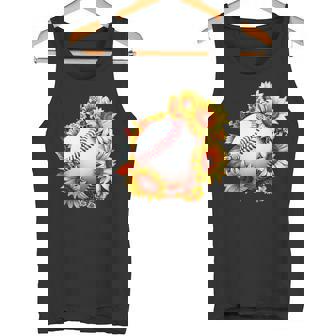 野球 面白いtシャツ ベースボール おもしろ ひまわり 花柄 服 ネタ メンズ 野球部 おもしろグッズ 子供 タンクトップ - Kawaiitshirt