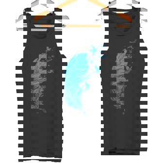 青い羽と鳥が飛んでいる青い羽 キュートでスタイリッシュ タンクトップ - Kawaiitshirt