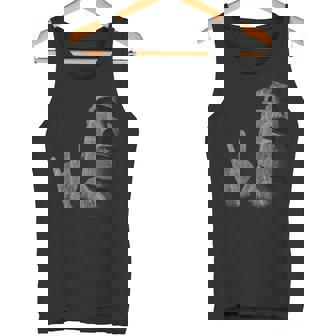 面白いイースター島のモアイ像のロッカーign Of The Horns タンクトップ - Kawaiitshirt