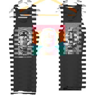 面白いイースター島像 レトロなモアイヘッドラパヌイv3 タンクトップ - Kawaiitshirt