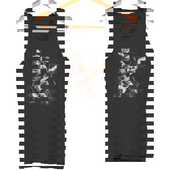 面白いギター猫 エレキギターで遊ぶ ロックスターキャット タンクトップ - Kawaiitshirt