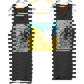 面白いゴッホのひまわり、猫のミーム、黒猫のアート。 タンクトップ - Kawaiitshirt