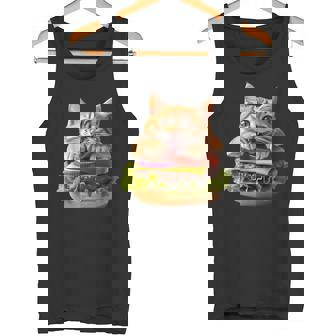 面白いファーストフードハンバーガー愛好家猫猫愛好家 Britishhorthair Burger Cat Food タンクトップ - Kawaiitshirt