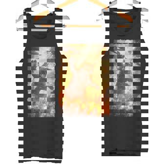 面白いレトロ日本の怪獣モンスター猫セルフィー東京ufo タンクトップ - Kawaiitshirt