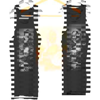 面白い猫 モナリザ 絵画 アート ママ お父さん タンクトップ - Kawaiitshirt