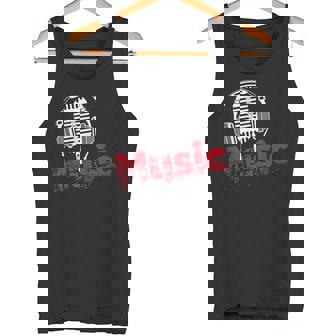 音楽 マイク ヘッドホン 日常 テキスト シンプル レトロ タンクトップ - Kawaiitshirt