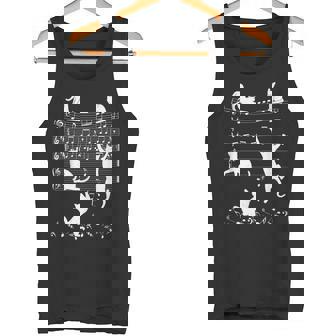 音楽好きな人 ピアノ猫 音符で演奏 ミュージシャン タンクトップ - Kawaiitshirt