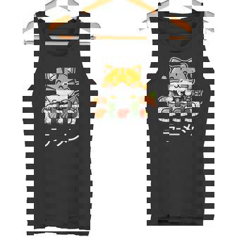 食べ物好きのためのかわいい日本のかわいい猫寿司 タンクトップ - Kawaiitshirt