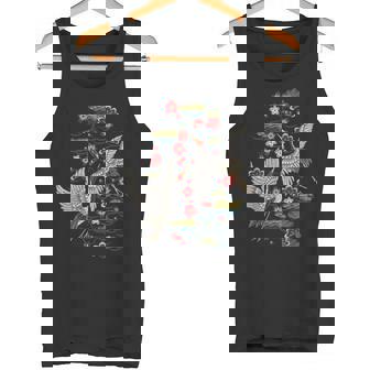 鶴&桜 ヴィンテージ日本刺繍 タンクトップ - Kawaiitshirt