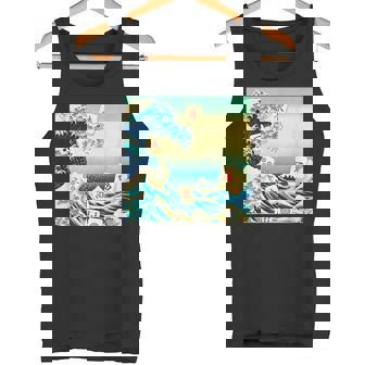 麻雀 おもしろ グッズ 服 筆文字 面白いtシャツ 文字入り 面白い 文字 ネタ メンズ 葛飾北斎 浮世絵 風 タンクトップ - Kawaiitshirt