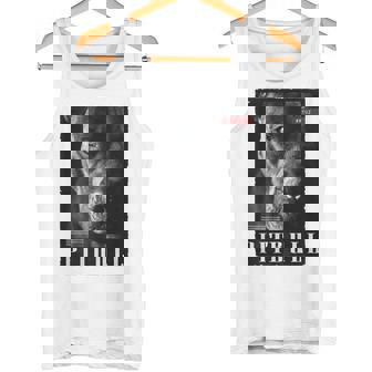 Backprint 野生の犬ピットブルテリアのポートレートブルドッグのバックプリントピットブル タンクトップ - Kawaiitshirt