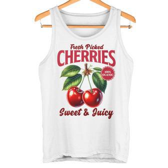 Damen Cherry Farmer's Market Frisch Gepflückte Kirschen Cherry Lover Mit-Ausschnitt Tank Top - Geschenkecke