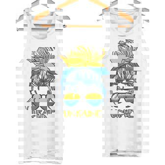 Desordenado Moño Pelo Bandera Ucraniana Chica Ucrania Camiseta sin mangas - Regaloses