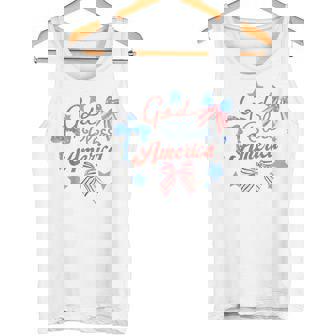God Bless America コケットボウ 7月4日 キリスト教の愛国心 タンクトップ - Kawaiitshirt