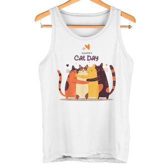 Happy Cat Day Lindos Gatos Abrazadores Para Amantes De Los Gatos Camiseta sin mangas - Regaloses