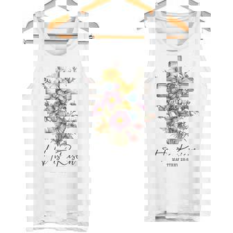 He Is Risen 花柄 十字架 春の花 イースター クリスチャ タンクトップ - Kawaiitshirt