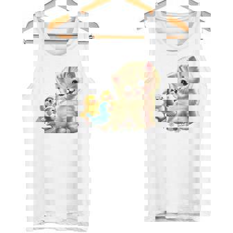 Kitten With Happy Little Birds タンクトップ - Kawaiitshirt