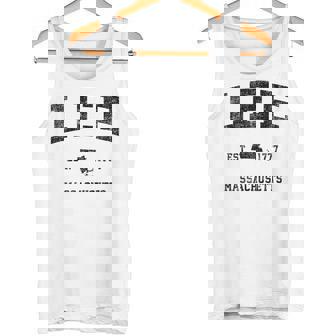 Lee Massachusetts Ma ビンテージ スポーツ デザイン ブラックプリント タンクトップ - Kawaiitshirt