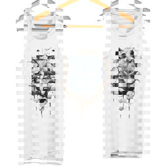 Lobo Animal Print Zoo Dibujo Ilustración Cara Lobo Camiseta sin mangas - Regaloses