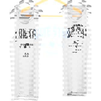 Lonetar Texas Tx ヴィンテージ アスレチック ネイビー スポーツデザイン タンクトップ - Kawaiitshirt