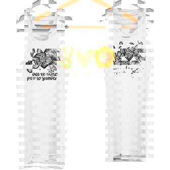Peace Love サンシャイン ヒッピー ひまわり ヒマワリ 恋人へのギフト タンクトップ - Kawaiitshirt