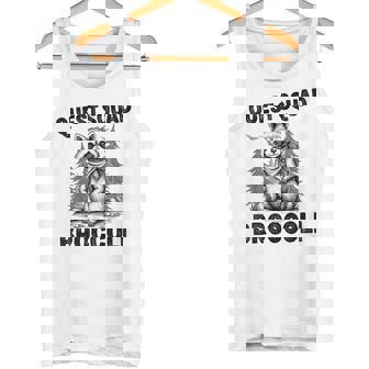 Questquad ブロッコリー 面白い 猫好き タンクトップ - Kawaiitshirt