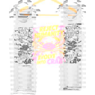 Reject Humanity Evolve To Crab ファニーカニ 長袖tシャツ タンクトップ - Kawaiitshirt