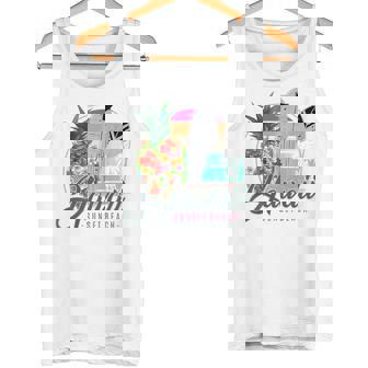 Sunset Beach Hawaii、サーフィンサーフボードレトロ、バックプリント タンクトップ - Kawaiitshirt