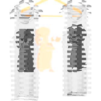 Süße Dackel Hunde Geschenke Damen Herren & Kinder Cartoon Dackel-Dachshund Weiß U-Ausschnitt Kurzarm Klassischeraum Tank Top - Geschenkecke