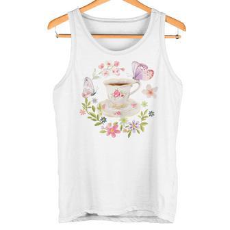 Taza De Té Y Flores Bonitas Y Mariposas Camiseta sin mangas - Regaloses