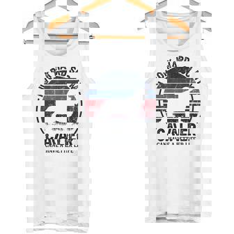 Work Hardo Dog Have Life 面白いレトロキャバリア タンクトップ - Kawaiitshirt