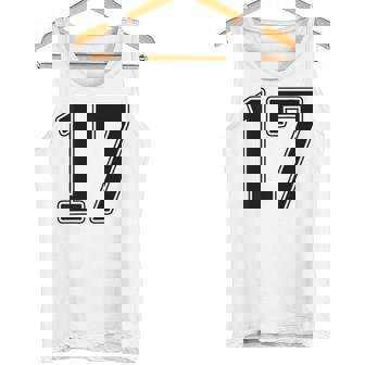 【バックプリント・背中側】17 数字 背番号 ユニフォーム ナンバー【ブラック／黒の文字】スポーツ 野球 サッカー 部活 タンクトップ - Kawaiitshirt