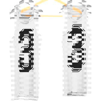 【バックプリント・背中側】3 数字 背番号 ユニフォーム ナンバー【ブラック／黒の文字】スポーツ 野球 サッカー 部活 タンクトップ - Kawaiitshirt