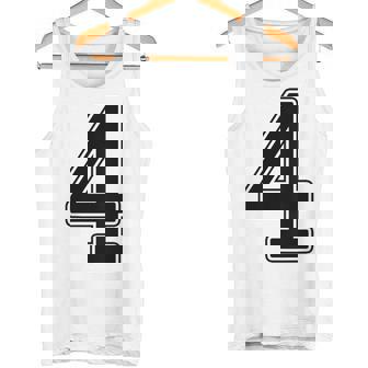 【バックプリント・背中側】4 数字 背番号 ユニフォーム ナンバー【ブラック／黒の文字】スポーツ 野球 サッカー 部活 タンクトップ - Kawaiitshirt