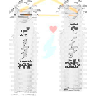 【バックプリント・背中側】アイラブ・佐渡島（I Love ハート）地図 佐渡ヶ島 ジモtティ お土産 面白 タンクトップ - Kawaiitshirt