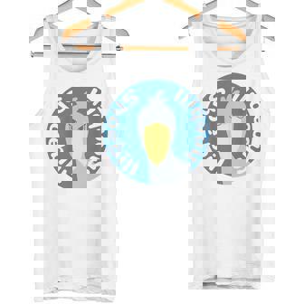 【バックプリント・背中側】ハシビロコウ『ロゴマーク』ブルー 青【どうぶつフレンズ】鳥 動物 ゆるくて かわいい イラスト タンクトップ - Kawaiitshirt