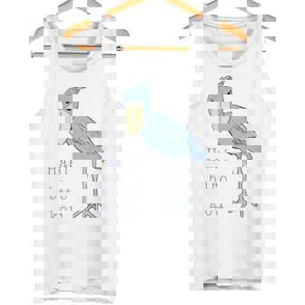 【バックプリント・背中側】ハシビロコウさん 『セルフィー』鳥【どうぶつフレンズ 】動物園 ゆるくて かわいい イラスト タンクトップ - Kawaiitshirt