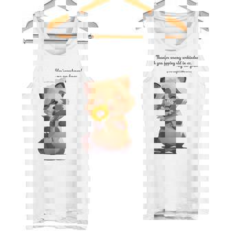 ありがとうのタヌキ ひまわりver 父の日 アニマルグラフィック 感謝 たぬき 花と狸 タンクトップ - Kawaiitshirt