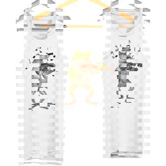 おもしろミュージシャン バイオリニスト かわいいカエル 演奏 バイオリン タンクトップ - Kawaiitshirt