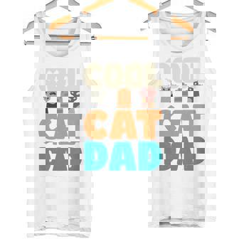 かっこいい猫お父さん面白い猫好きの男性 長袖tシャツ タンクトップ - Kawaiitshirt