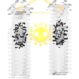 かわいい 漫画 太陽 放射 オレンジ イエロー 愛らしい タンクトップ - Kawaiitshirt