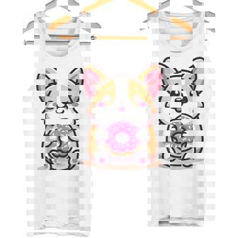 かわいいコーギーのドーナツを持つ漫画の犬愛好家アートキッズ。 タンクトップ - Kawaiitshirt