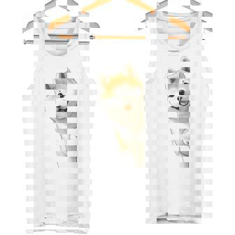 かわいい日本の秋田犬が角をのぞく犬好き。 タンクトップ - Kawaiitshirt