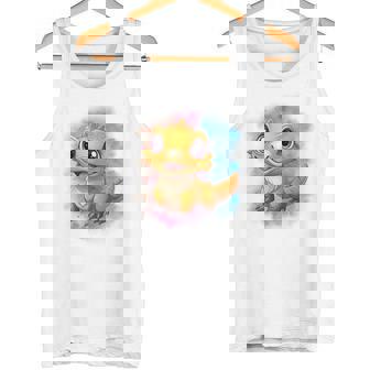 ひげを生やしたドラゴンの白い服のレインボーフラッグ タンクトップ - Kawaiitshirt