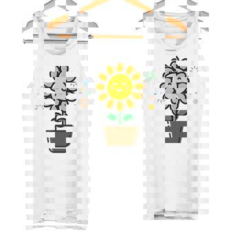 ひまわり 花 ポット シンプル クリップアート タンクトップ - Kawaiitshirt
