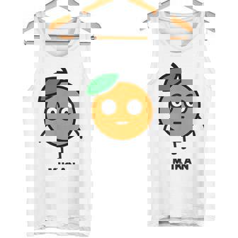 みかん Mikan 顔 イラスト かわいい おもしろ 面白い 簡単 シンプル ゆるい 果物 タンクトップ - Kawaiitshirt