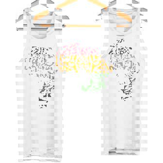 アフリカ地図 ヒョウ柄 アフリカラスタカラー タンクトップ - Kawaiitshirt