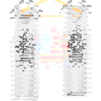 アメリカ国旗 愛国的な犬と猫の足跡プリント 7月4日 犬 タンクトップ - Kawaiitshirt